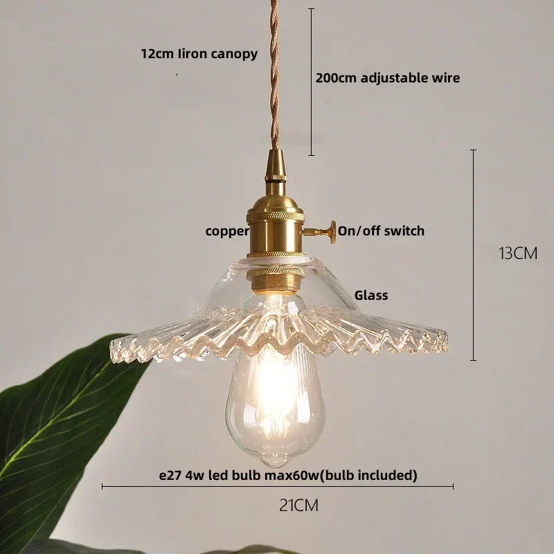 Green Glass Pendant Light 3-Head Adjustable Wire