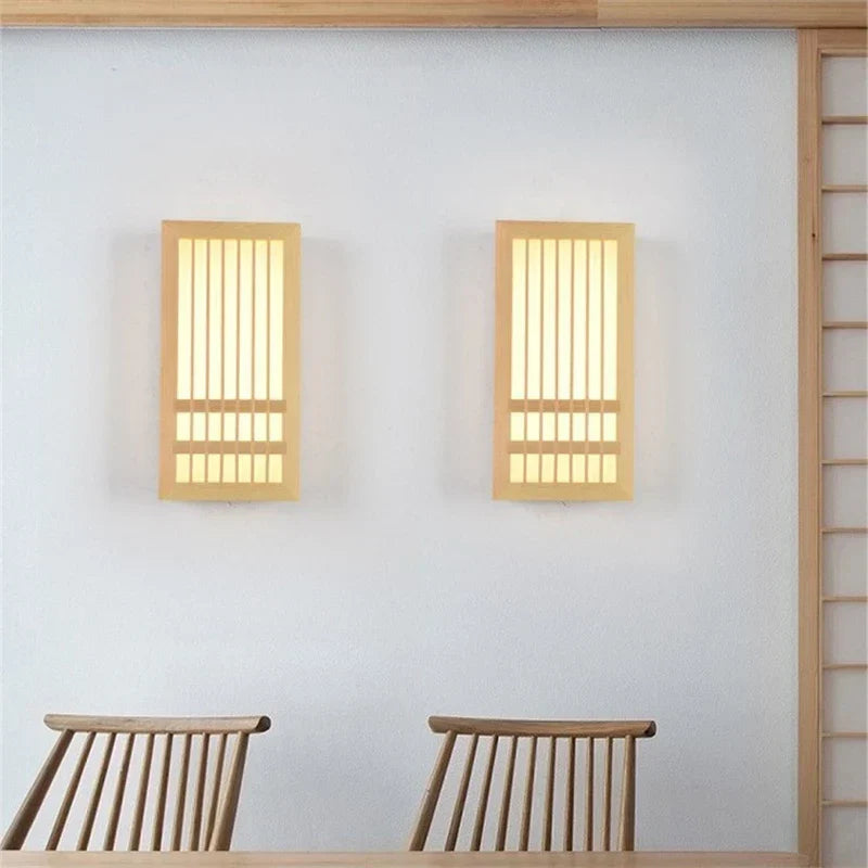Wood Rectangular Wall Lamp