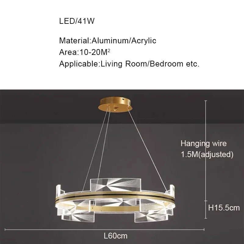 Gold LED Pendant Light Aluminum 80cm