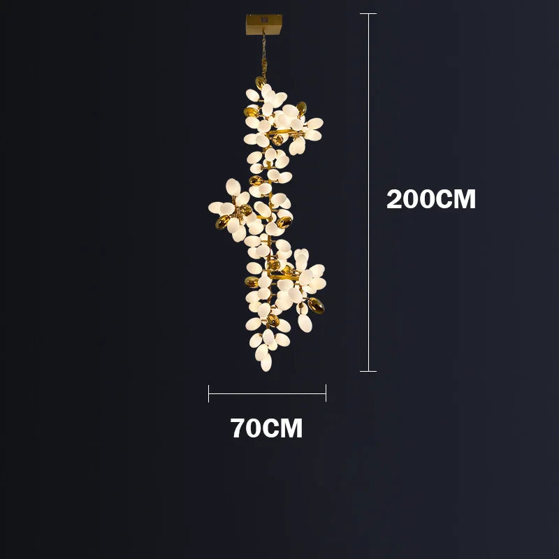 Gold Glass 20-Bulb Pendant Light L200cm