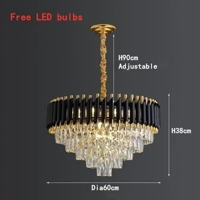 Crystal Ceiling Chandelier Round D80cm Gold