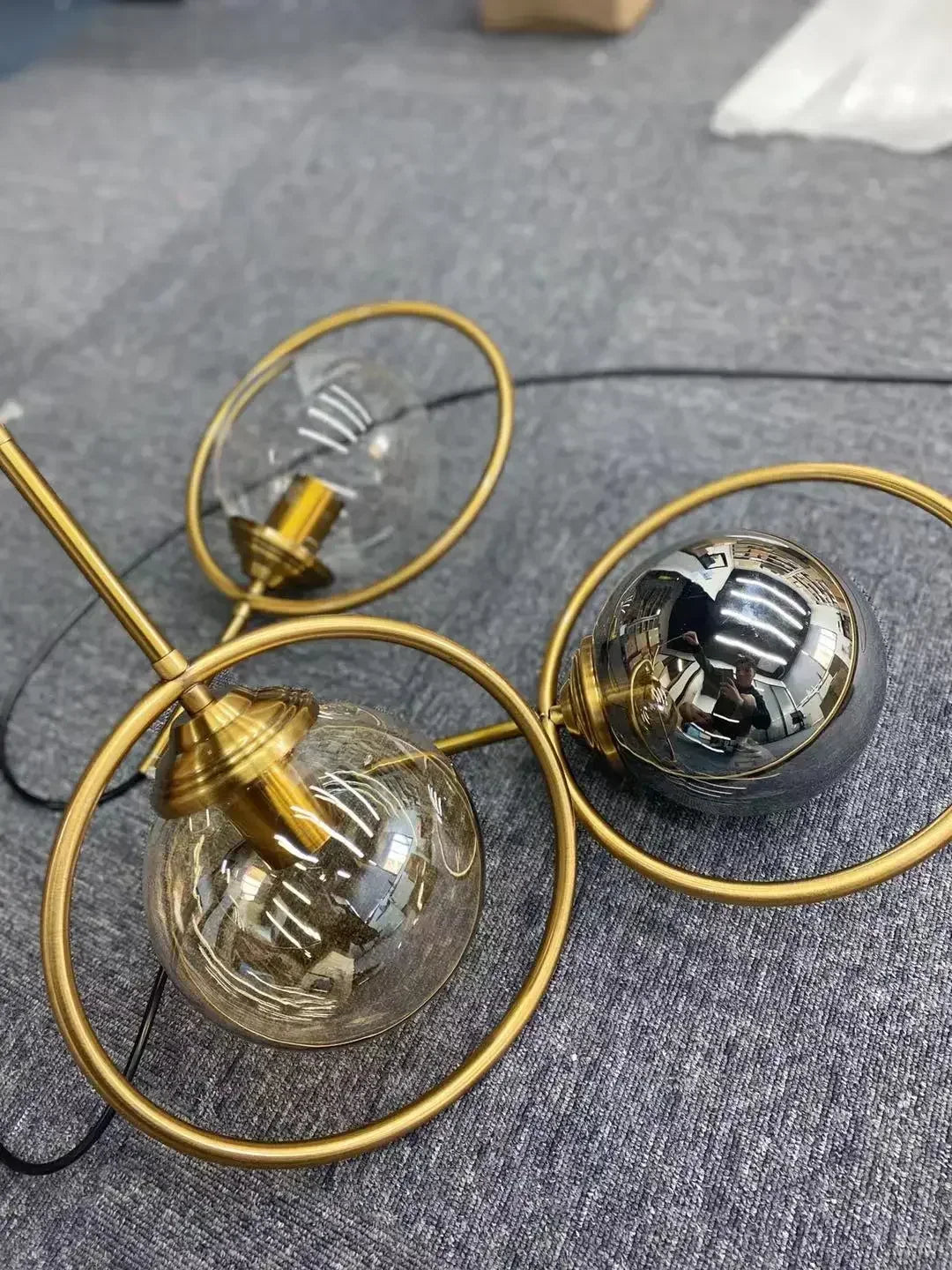 Glass Ball Pendant Light Amber Kitchen Style