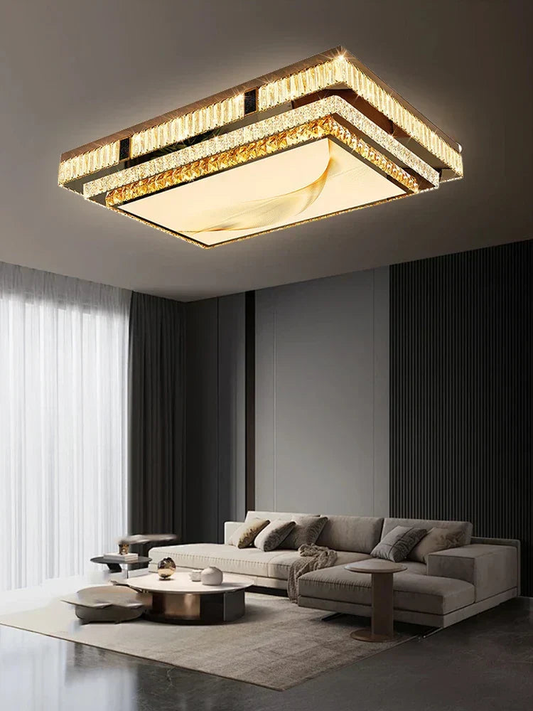 Gold Minimalist Crystal Ceiling Light