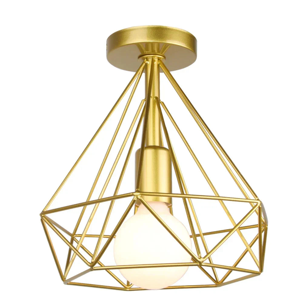 Gold Iron Cage Ceiling Light