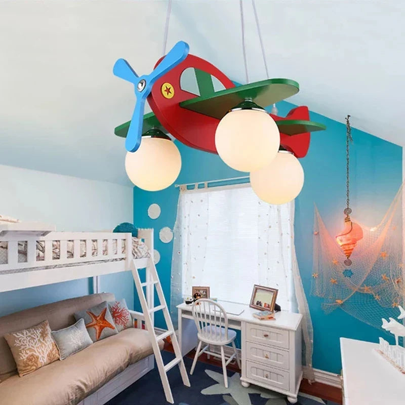 Wooden Airplane Pendant Light