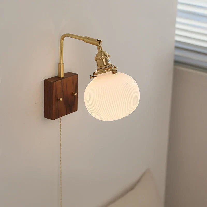 Ceramic Walnut Wall Lamp