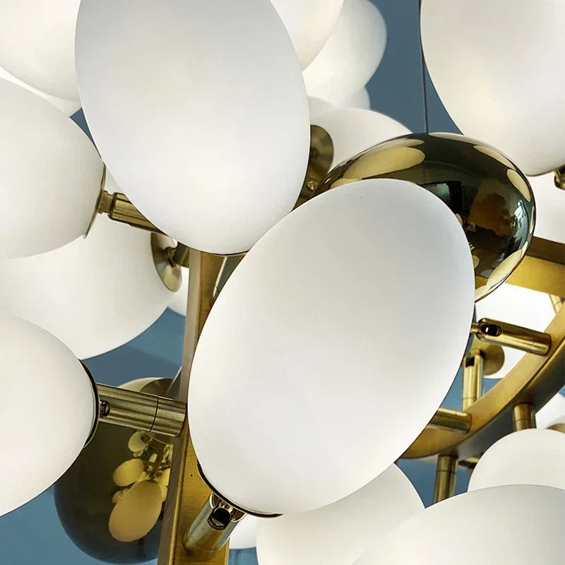 Gold Glass 20-Bulb Pendant Light L200cm