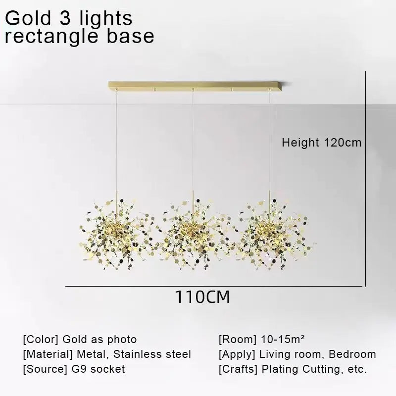 Gold 60cm 3-Light LED Pendant Light