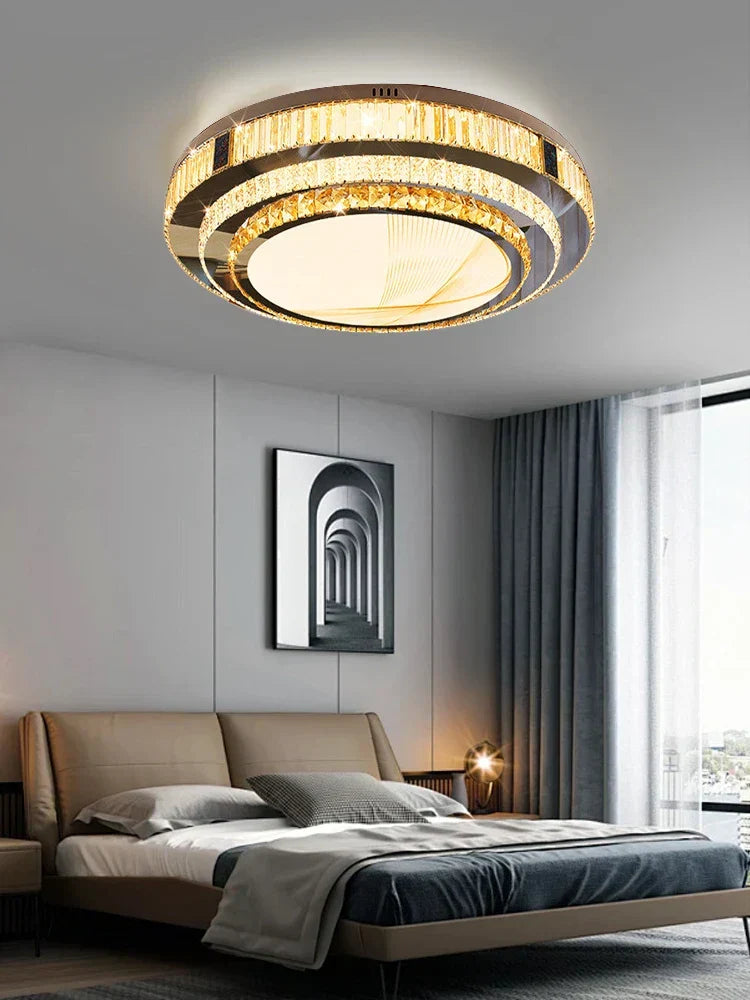 Gold Minimalist Crystal Ceiling Light