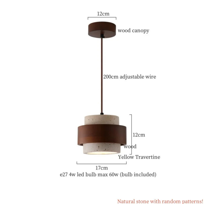 Copper Vintage Pendant Light Travertine Stone