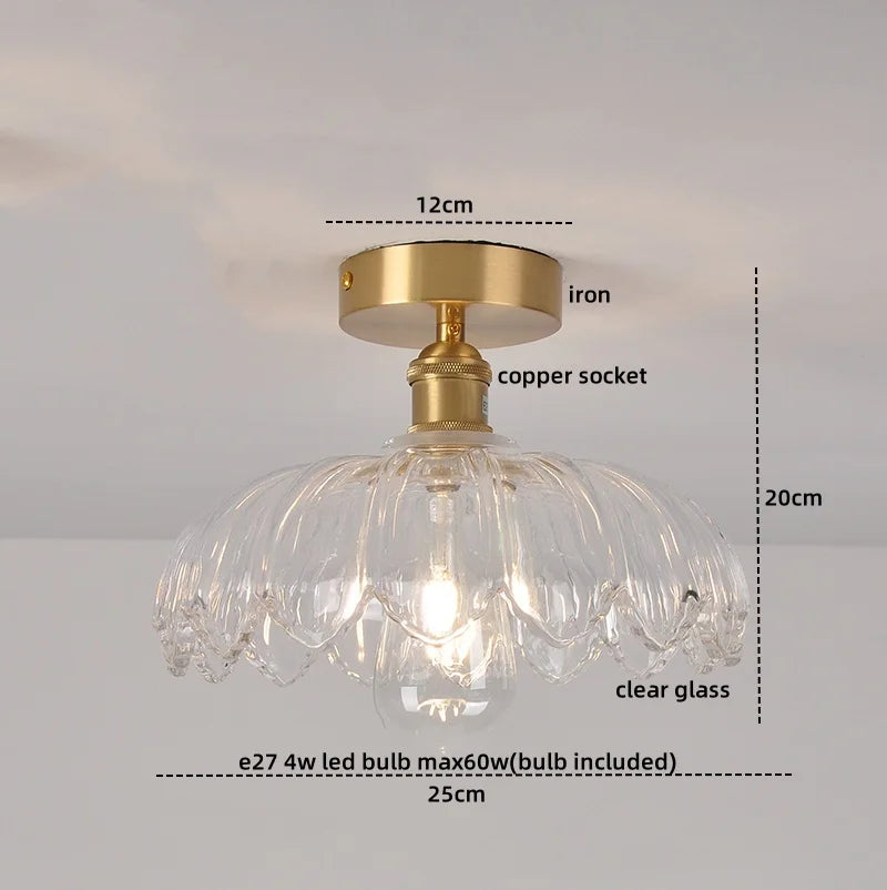 Green Glass Ceiling Light Copper Iron Blend