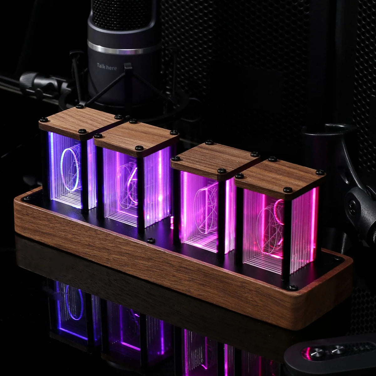 Clocteck Nixie Tube Clock Wifi Digital RGB LED Desk Large Display rgb Clock for Bedroom desk No Assembly Required - Vintage Gift