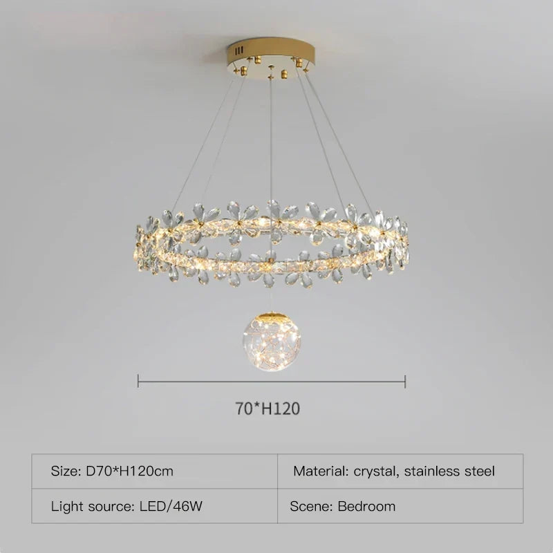 Gold Crystal Spiral Chandelier Type-A D80cm