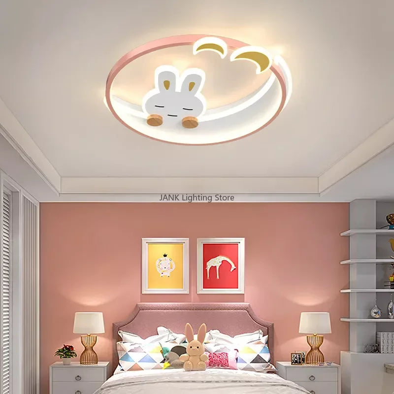 White LED Ceiling Lamp Pink Kids Study Room