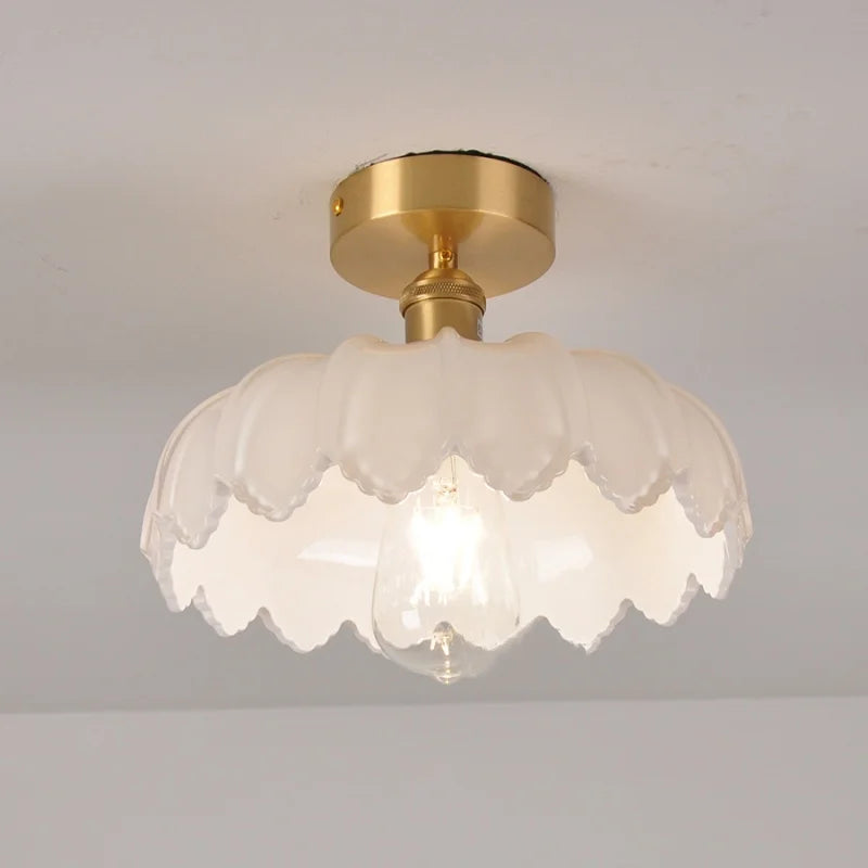 Green Glass Ceiling Light Copper Iron Blend