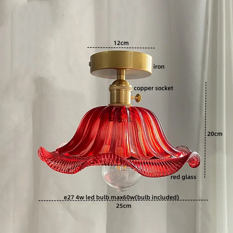 Green Glass Ceiling Light Copper Iron Blend