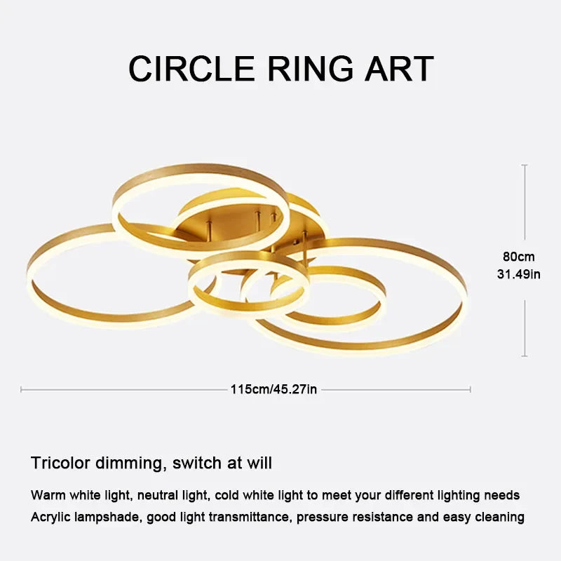 Gold LED Study Chandelier