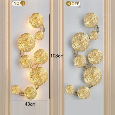 Gold Copper Floral 6-Head Dining Wall Sconce