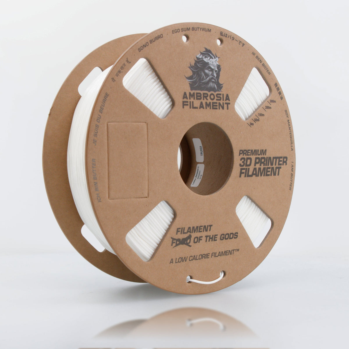 AMBROSIA TPU 95 Filament of the Gods - 1KG Cardboard Spools Premium 3D Printing Filament TPU95