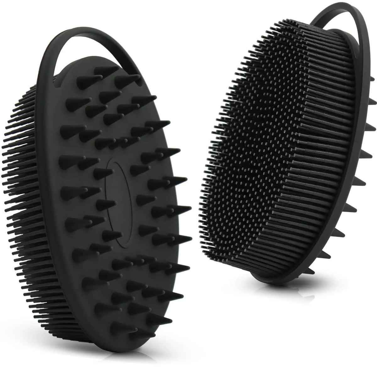 Upgrade Body Scrubber and Hair Shampoo Brush, All in One, Premium Silicone Loofah, Exfoliating Body Brush, Shower Scrubber for Body, Scalp Massager for Women, Men, Pet (1PC Black)