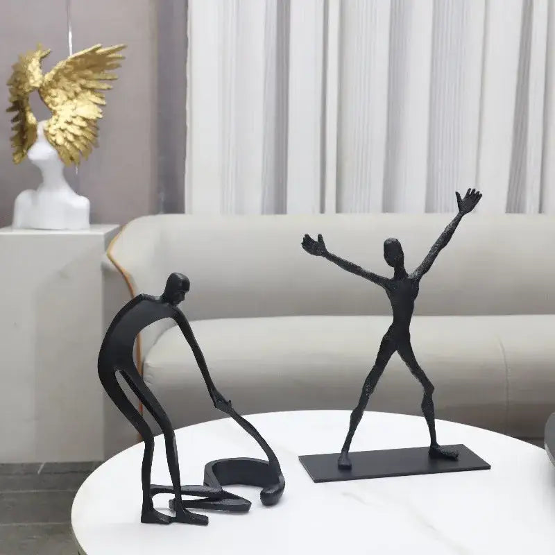 Black Geometric Couple Sculpture