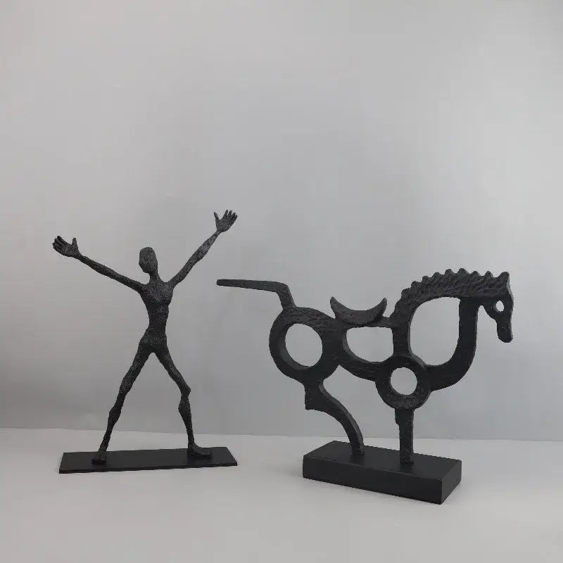 Black Geometric Couple Sculpture