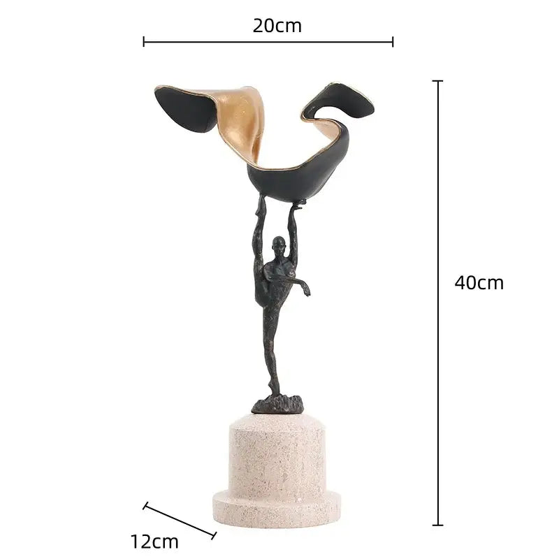 Black Gold Gymnast Sculpture
