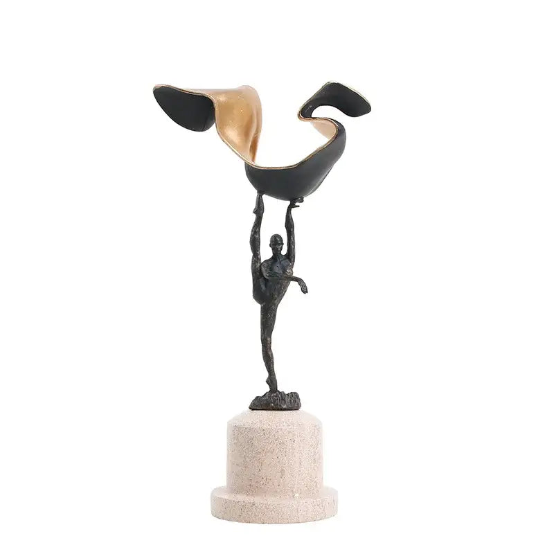 Black Gold Gymnast Sculpture