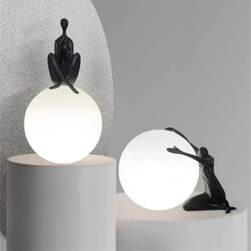 Black Red Resin Lamp