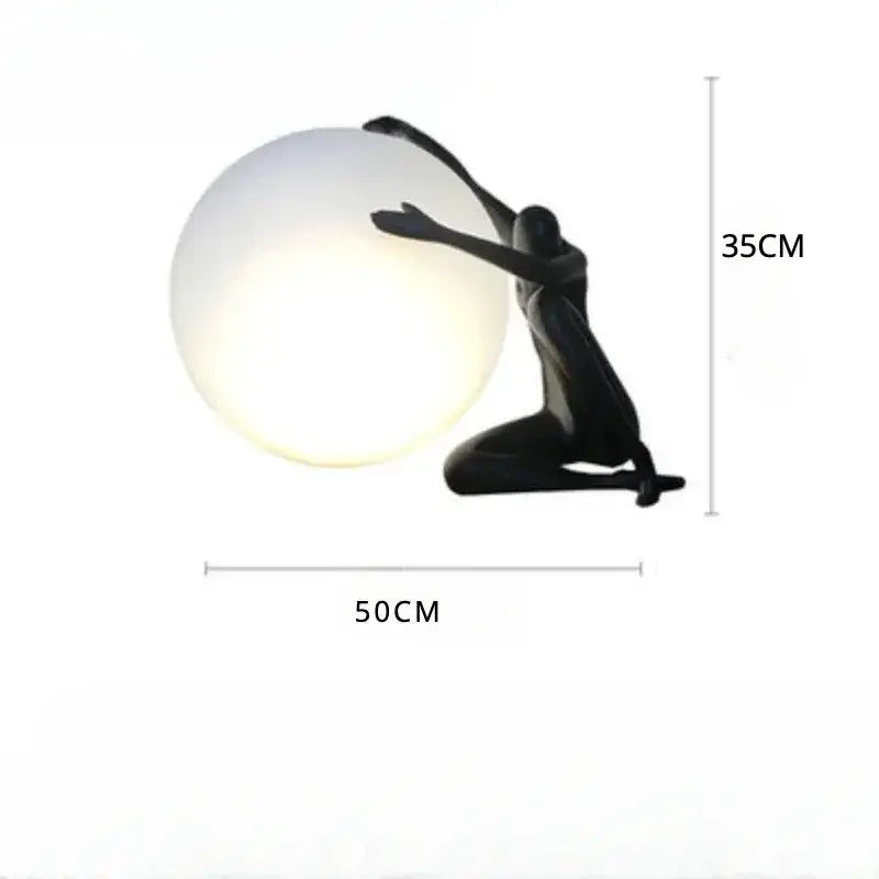 Black Red Resin Lamp