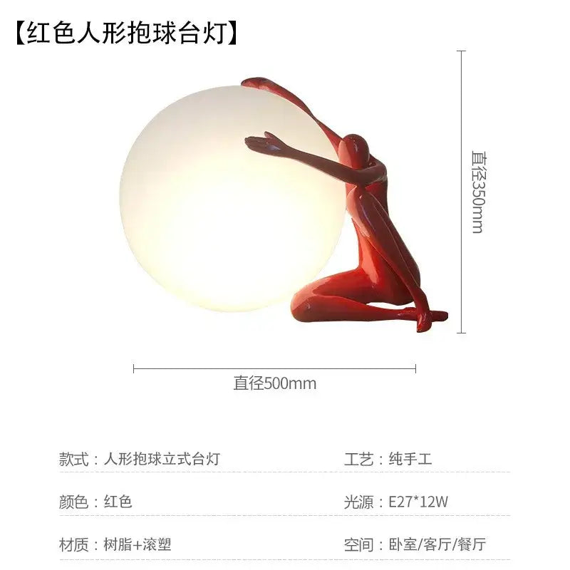 Black Red Resin Lamp