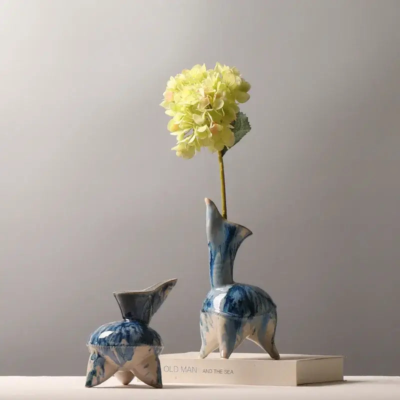 Blue White Ink Pattern Vase