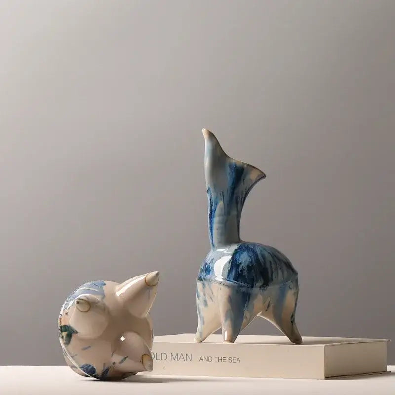 Blue White Ink Pattern Vase