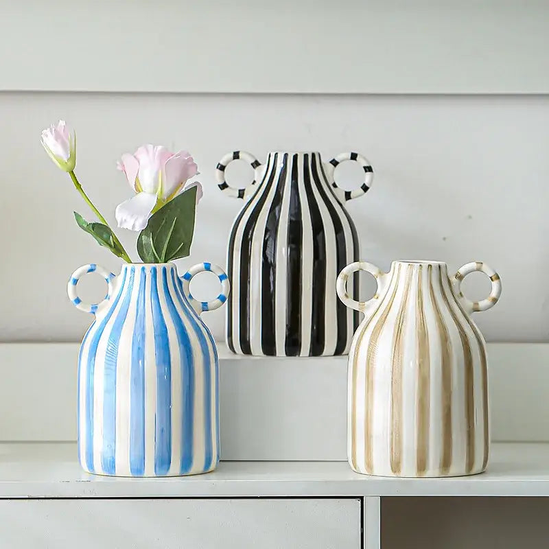 Striped Ceramic Hydroponic Vase
