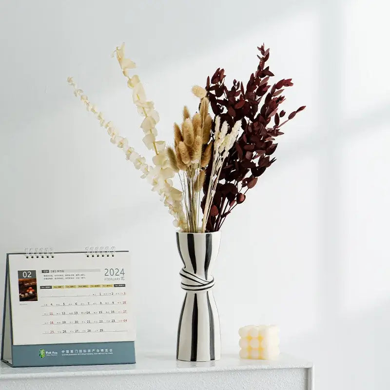 Striped Ceramic Hydroponic Vase