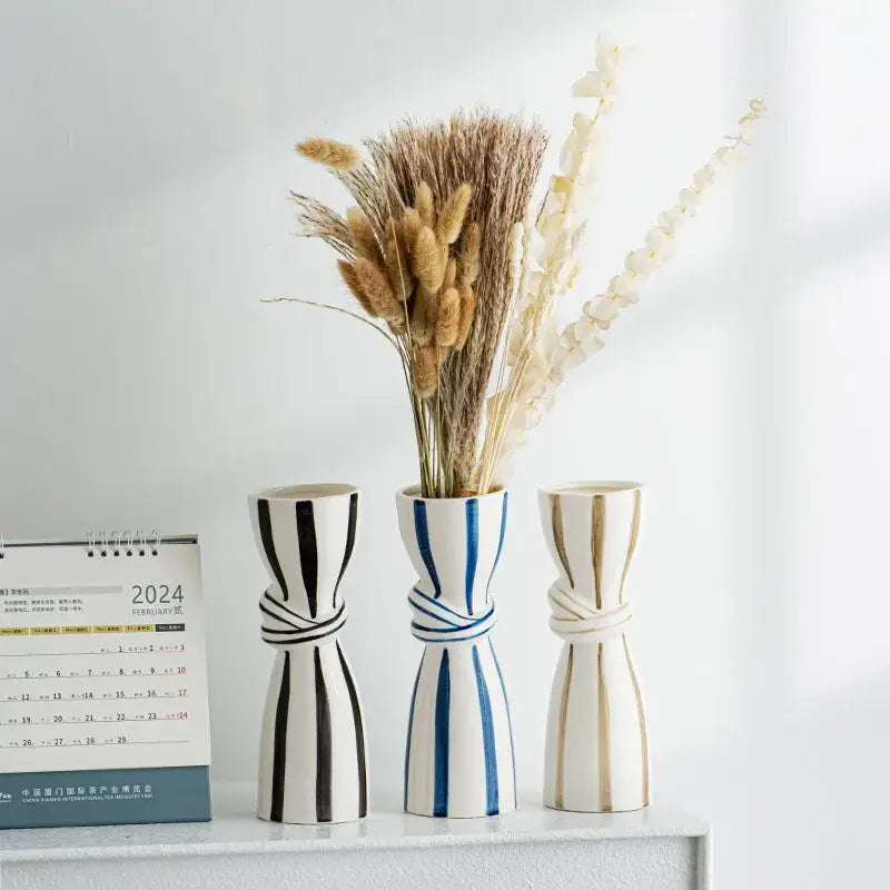 Striped Ceramic Hydroponic Vase