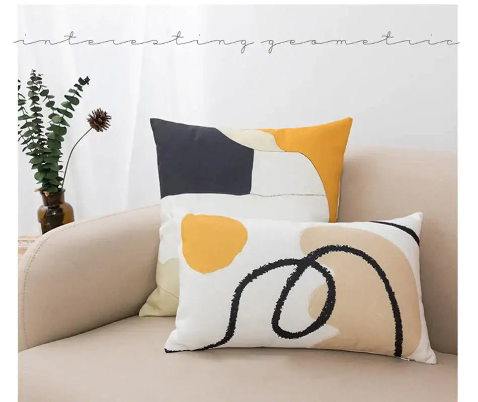White and Black Geometric Pillow Cover