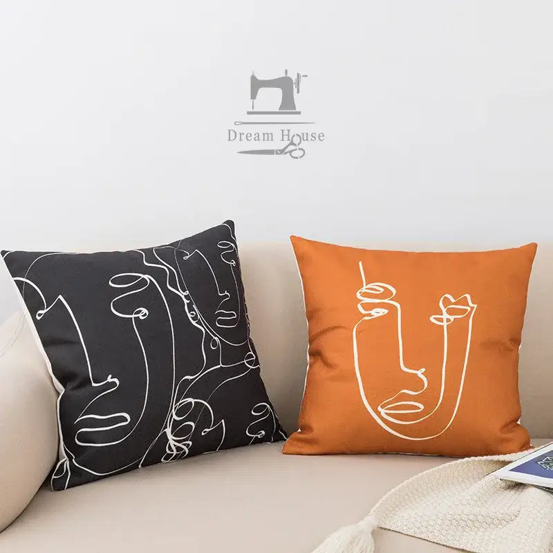 White and Black Geometric Pillow Cover