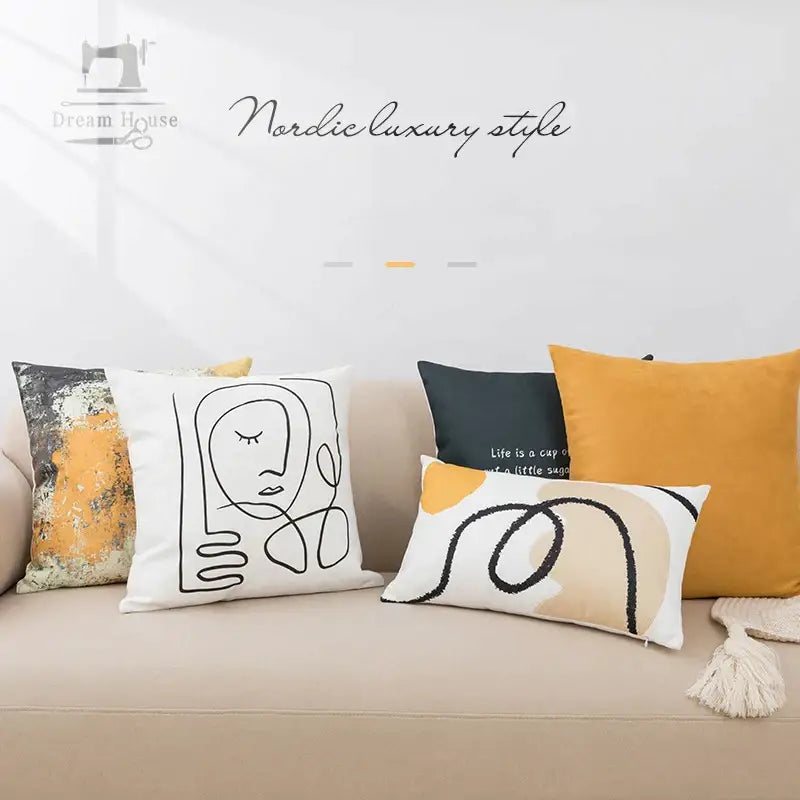White and Black Geometric Pillow Cover