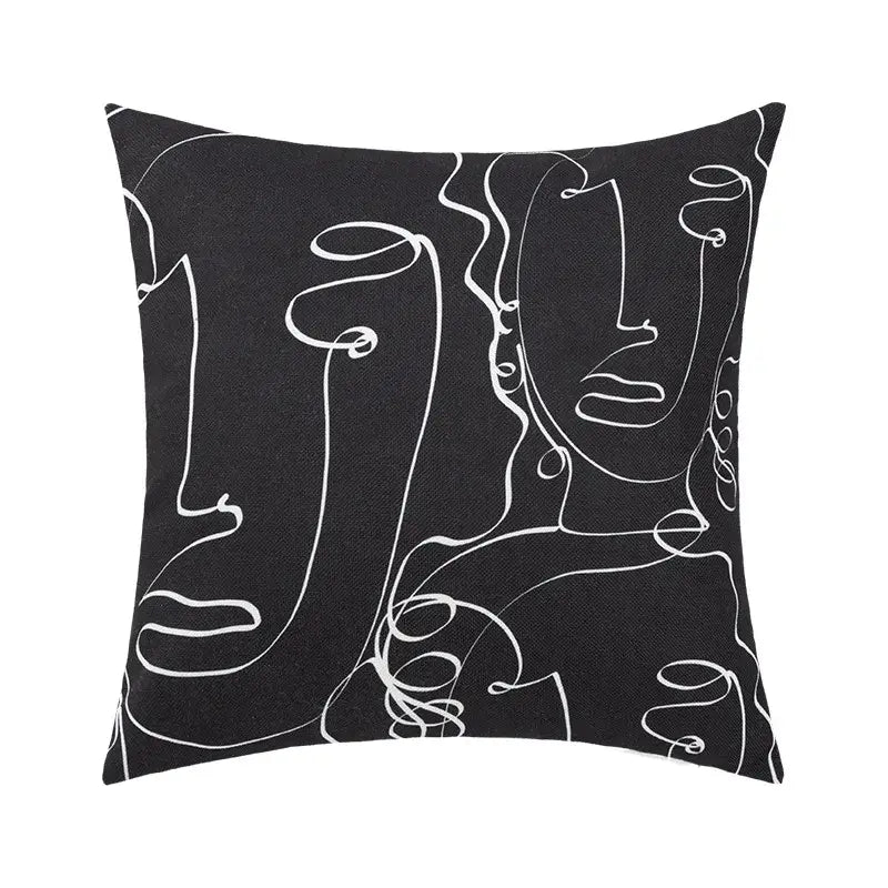White and Black Geometric Pillow Cover