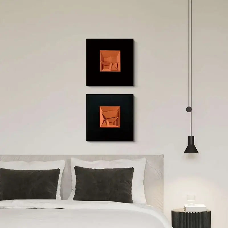 Orange White Geometric Wall Art