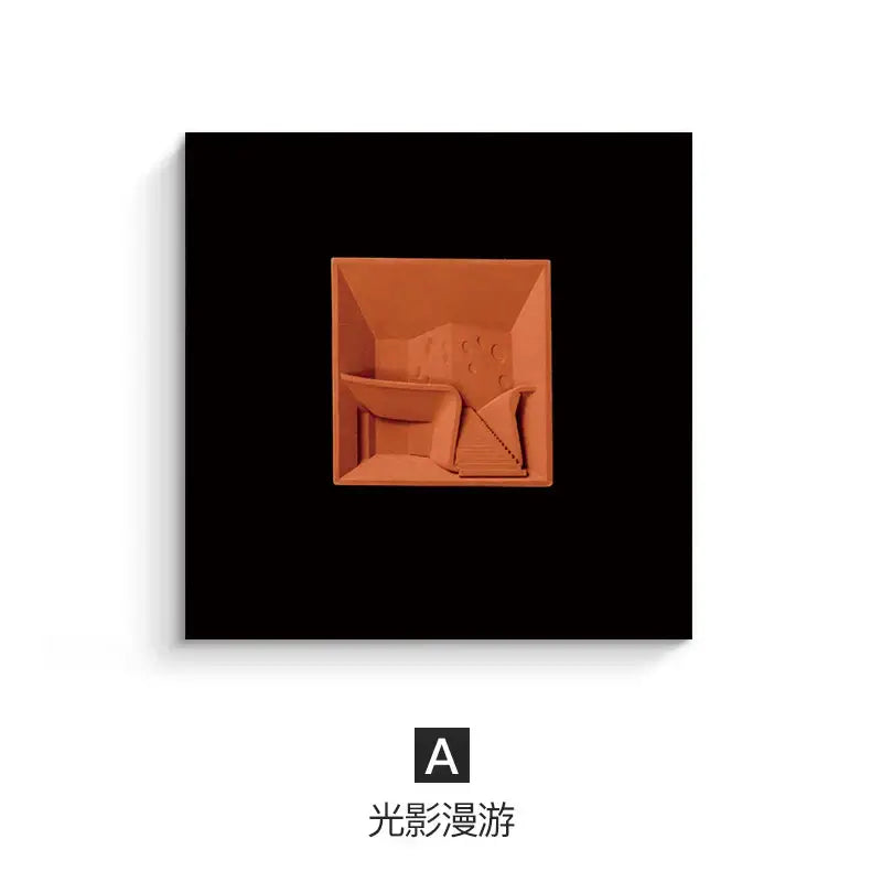 Orange White Geometric Wall Art