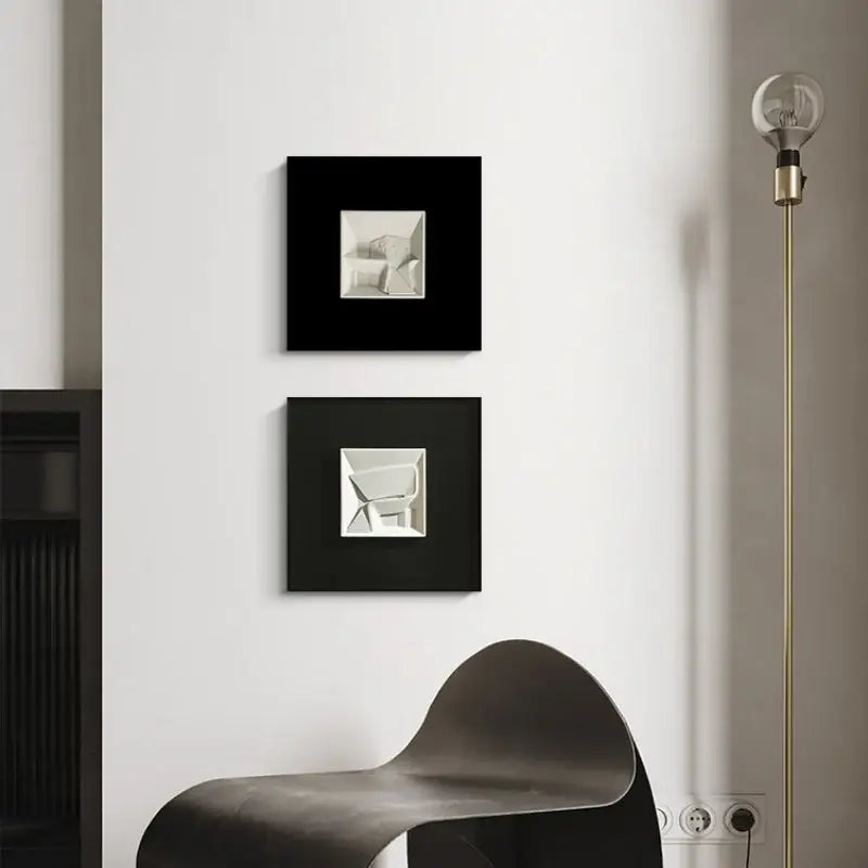 Orange White Geometric Wall Art