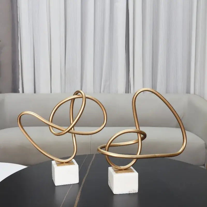 Gold Marble Geometric Sculpture
