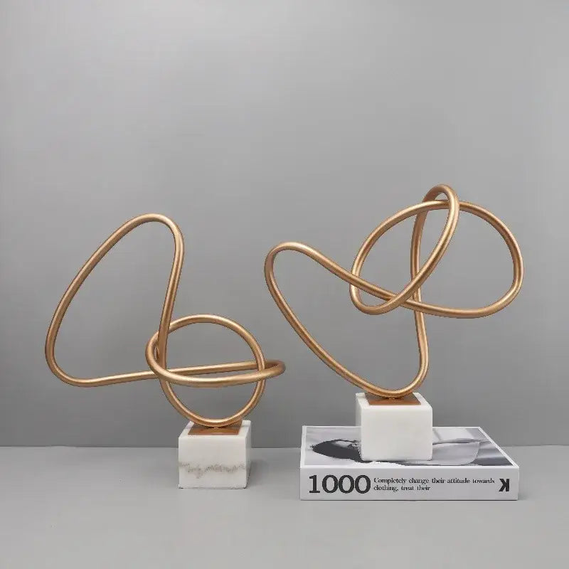 Gold Marble Geometric Sculpture