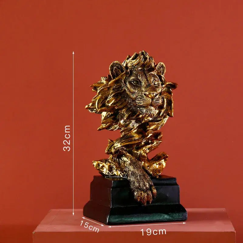 Gold Lion Resin Sculpture