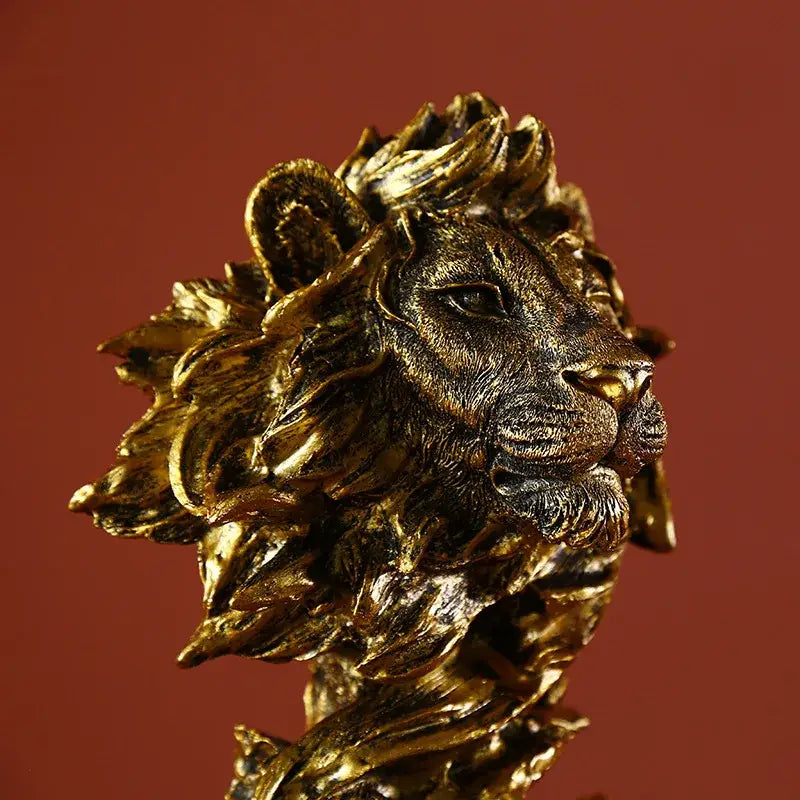 Gold Lion Resin Sculpture