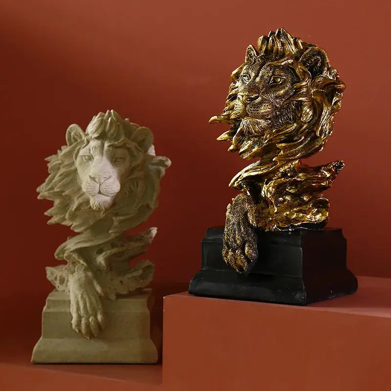 Gold Lion Resin Sculpture