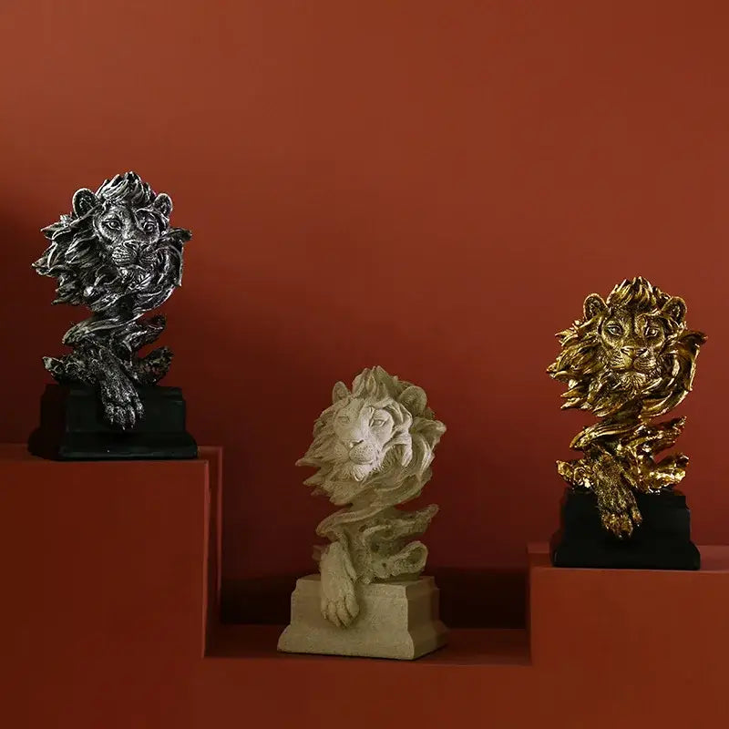 Gold Lion Resin Sculpture