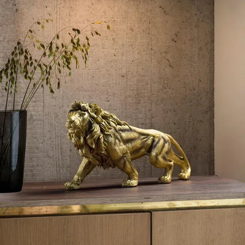 Gold Lion Crown Statue